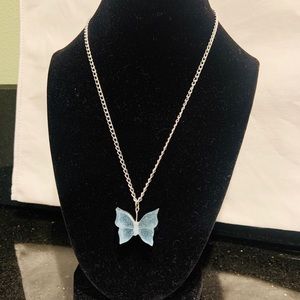 Blu Butterfly Silver Chain Necklace